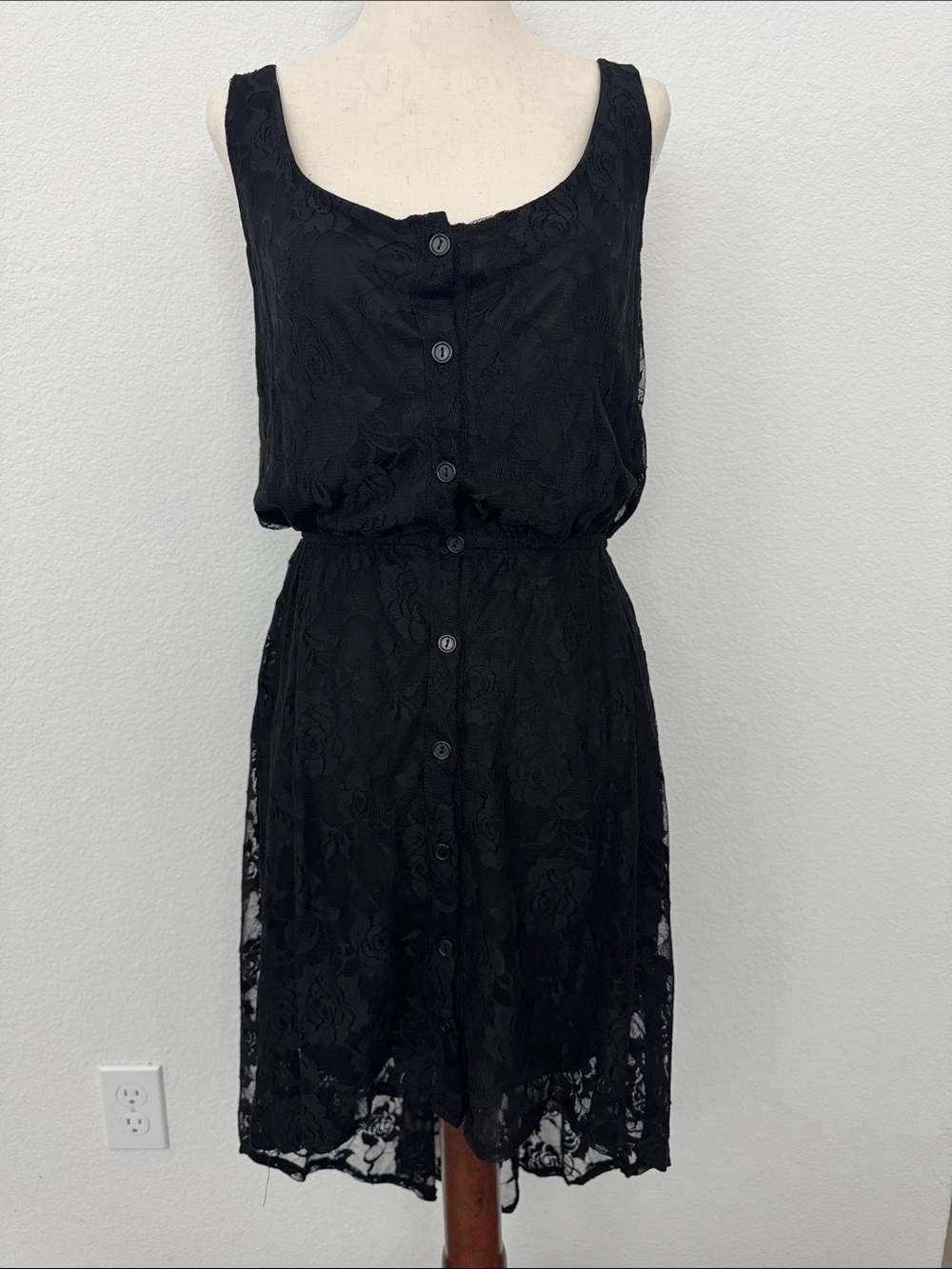 NWT Heart Soul Lace Tank Top Dress High Low Floral Mini Summer Black S
